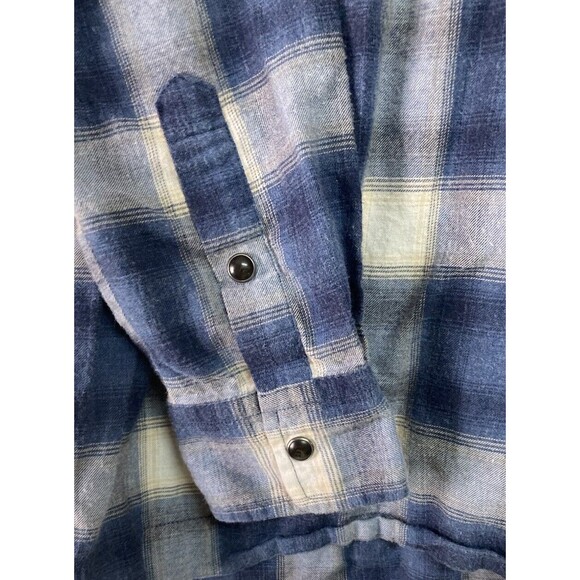 Women’s Pendleton Canyon Flannel Shirt Half Zip Pearl Snap Plaid Blue M - Picture 8 of 10